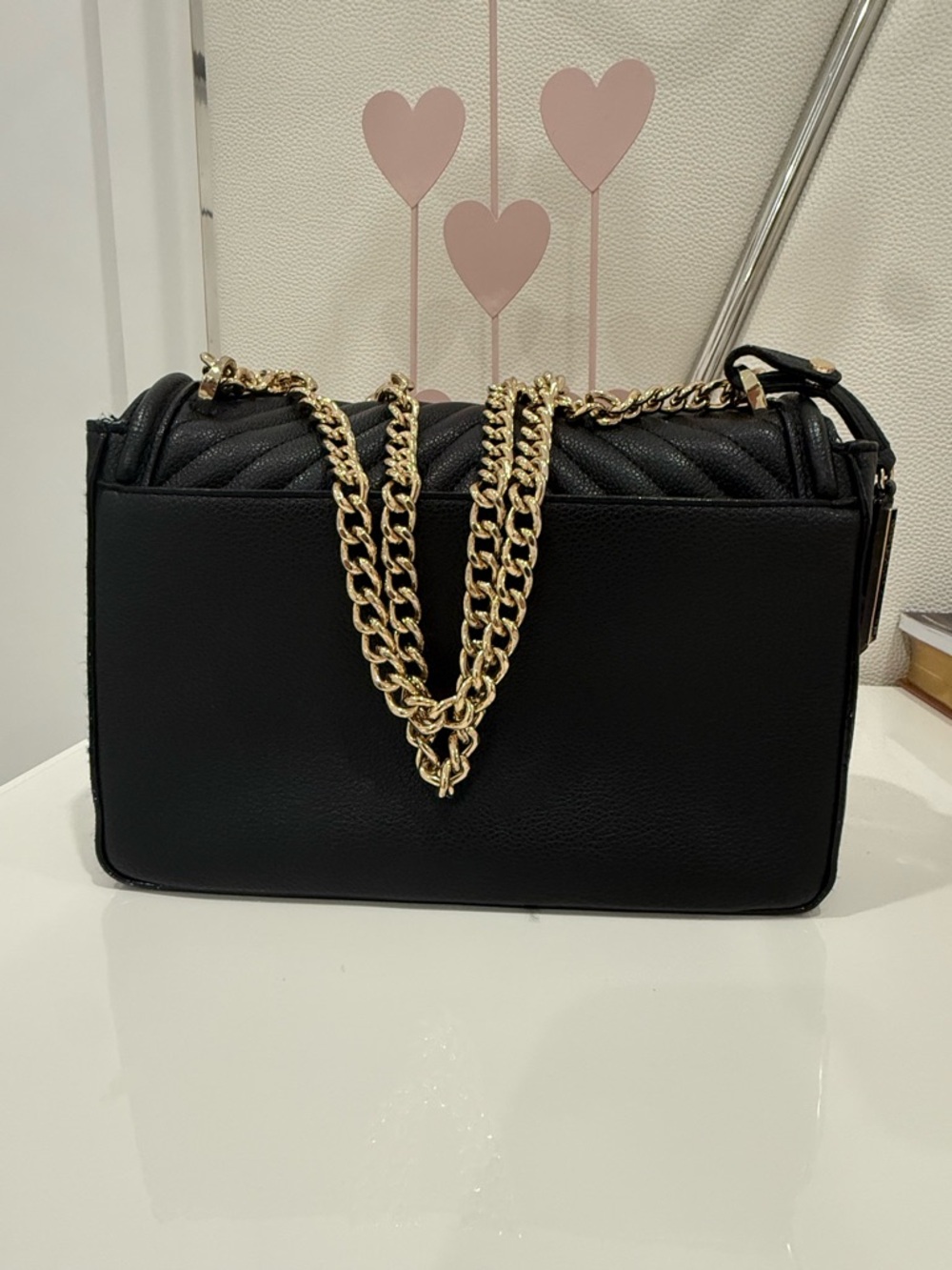 Victoria's Secret Black Quilted Crossbody with Gold Chain - Picture 5 of 13